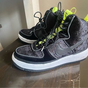 Nike crushed velvet airforce 1’s